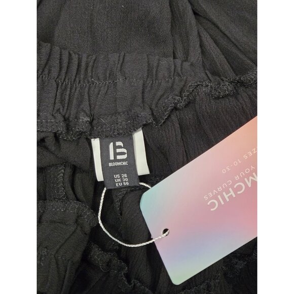 Bloomchic Pants Women's Plus 26 Black Cropped Gauze Pull On Elastic Waist Casual - Picture 5 of 7